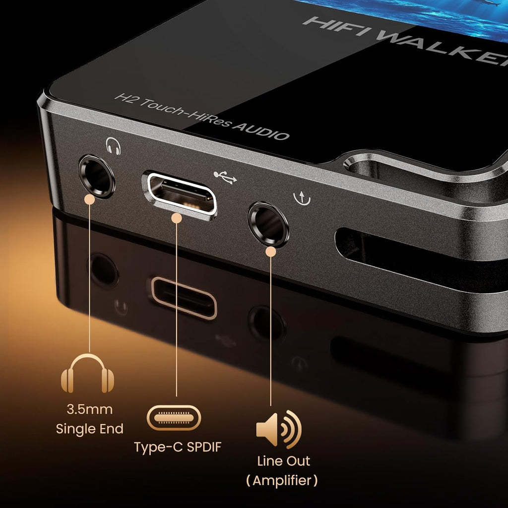 HIFI WALKER H2 Touch Hi-Res MP3 Player with Bluetooth, 2.4" HD Touchscreen, Lossless DSD FLAC Music Player, 64GB Memory Card Included, Supports up to 512GB