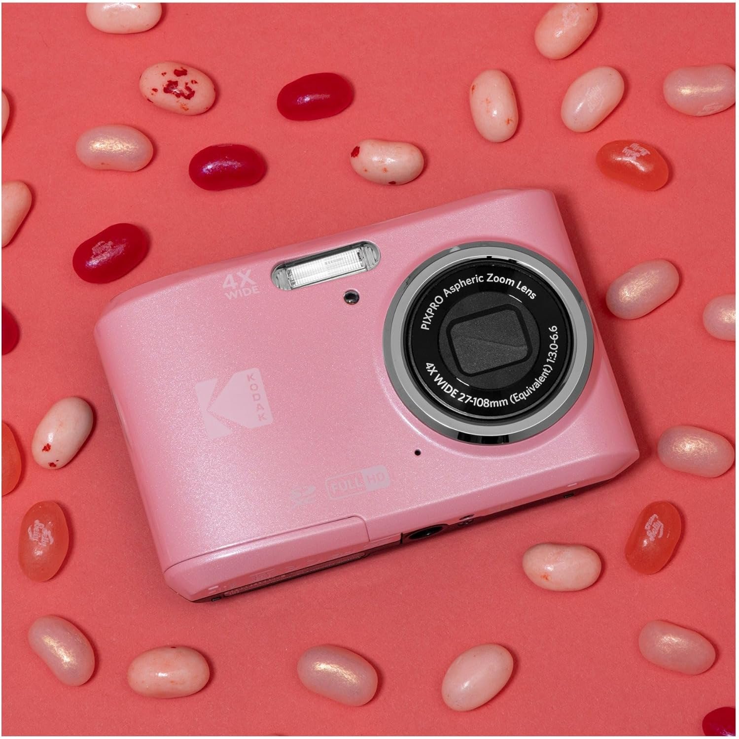 Kodak PIXPRO FZ45 Friendly Zoom 16MP 1080p Full HD Digital Camera (Pastel Pink) with 128GB SD Card, Compact Camera Case and Extra 4X AA Batteries Bundle (4 Items)