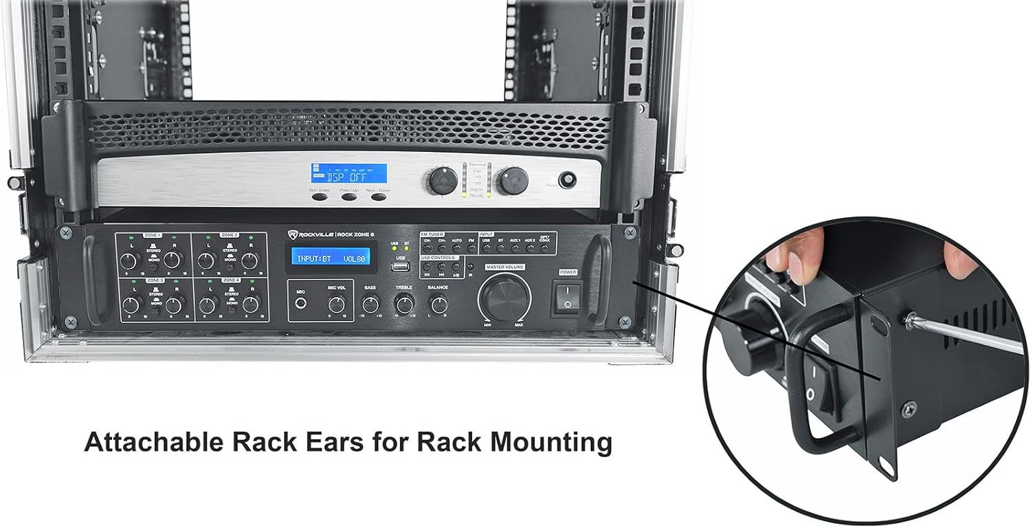 Rockville Rock Zone 8 Channel 1000W Commerical Receiver for Restaurant/Bar/Cafe