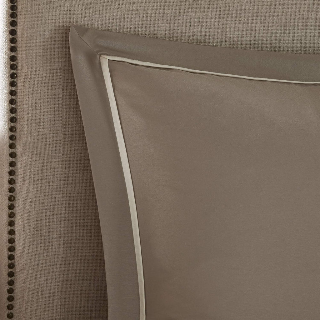 Madison Park Essentials Room in a Bag Faux Silk Comforter Set - Luxe Diamond Tufting All Season Bedding, Matching Curtains, Decorative Pillows, Taupe King(104"x92") 24 Piece