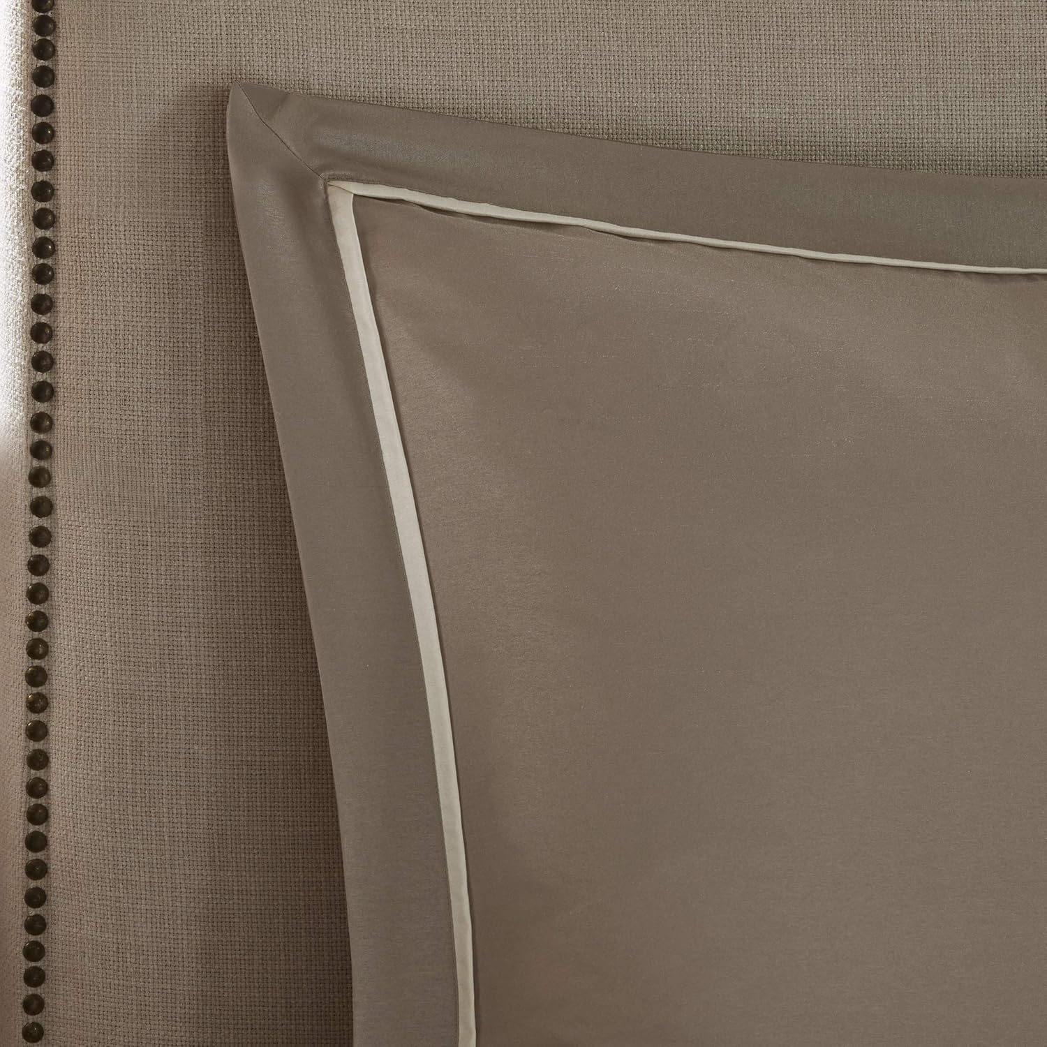 Madison Park Essentials Room in a Bag Faux Silk Comforter Set - Luxe Diamond Tufting All Season Bedding, Matching Curtains, Decorative Pillows, Taupe King(104"x92") 24 Piece
