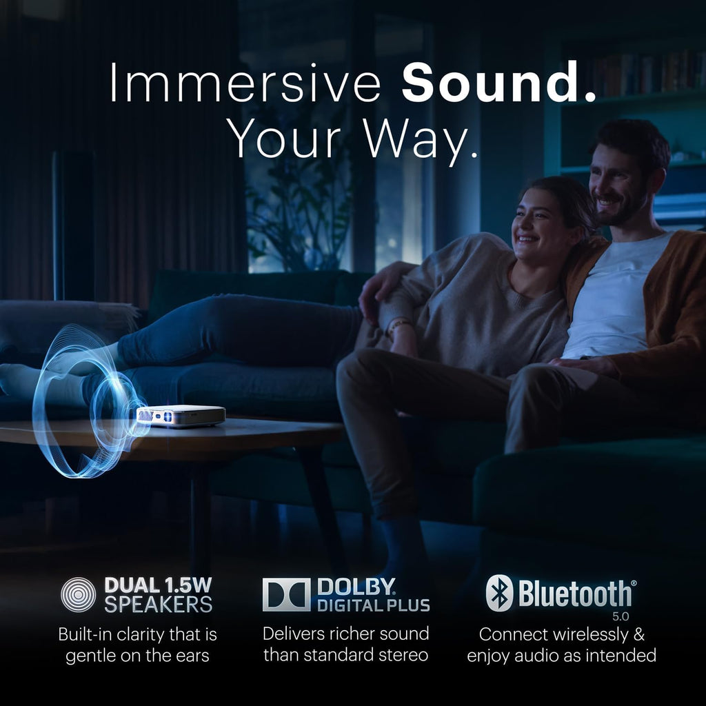 KODAK Luma 500 Mini Projector - 150 ANSI Lumens - Outdoor Movie & TV Projector for Backyard & Camping - Compatible with Google TV & Chromecast Display, Netflix-Certified - 2-Hour Eco-Mode Battery