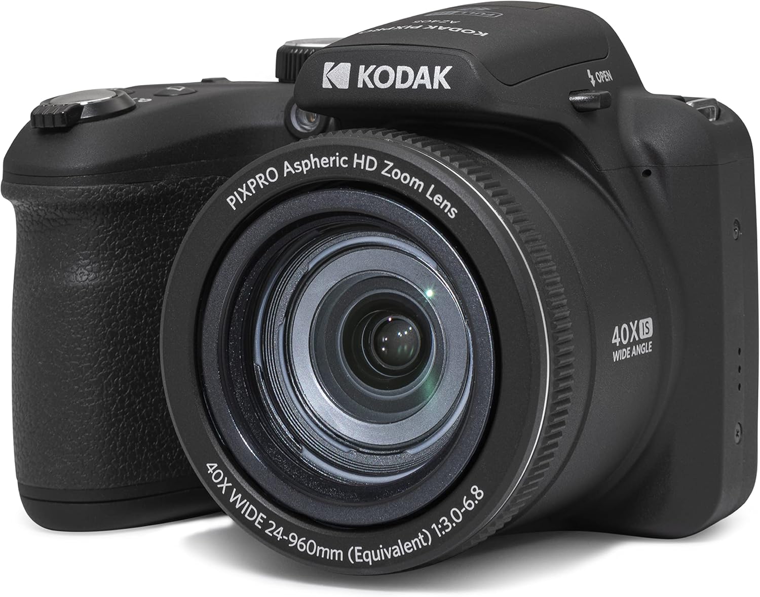 Kodak PIXPRO AZ405 Digital Camera, 40x Optical Zoom Bridge with 20MP Sensor, AA Batteries, OIS, 1080p Full HD Video, Black