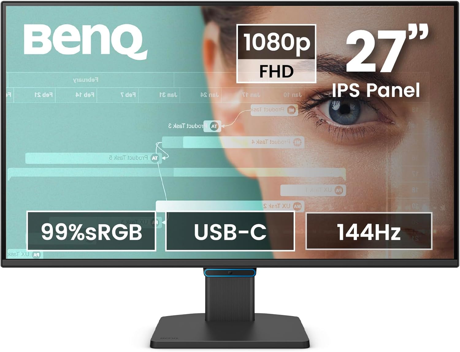 BenQ GW2790C 27" IPS Computer Montior 1080P FHD 144Hz Game-Ready, Home Office, USB-C, Visual Optimizer, Flicker-Free, Low Blue Light, Ultra Slim Bezel, TUV-Certified, Eye-CareU