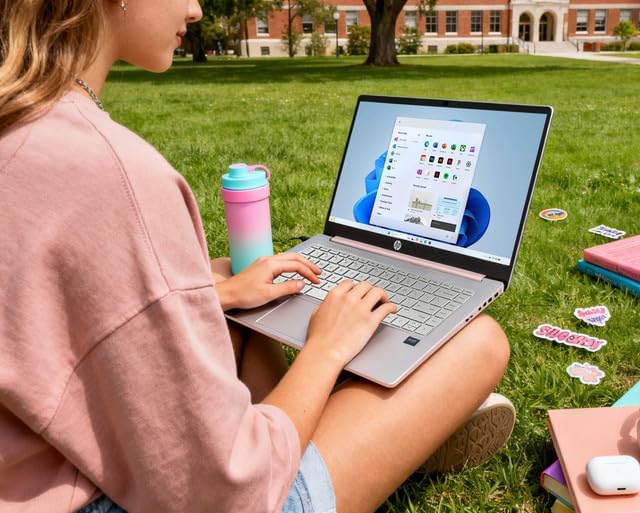 HP 14″ Rose Gold Laptop | 2026 Edition | Microsoft 365 | Copilot AI | Intel Processor | 4GB RAM Memory & 64GB SSD | Windows 11 | Portable Student Laptop