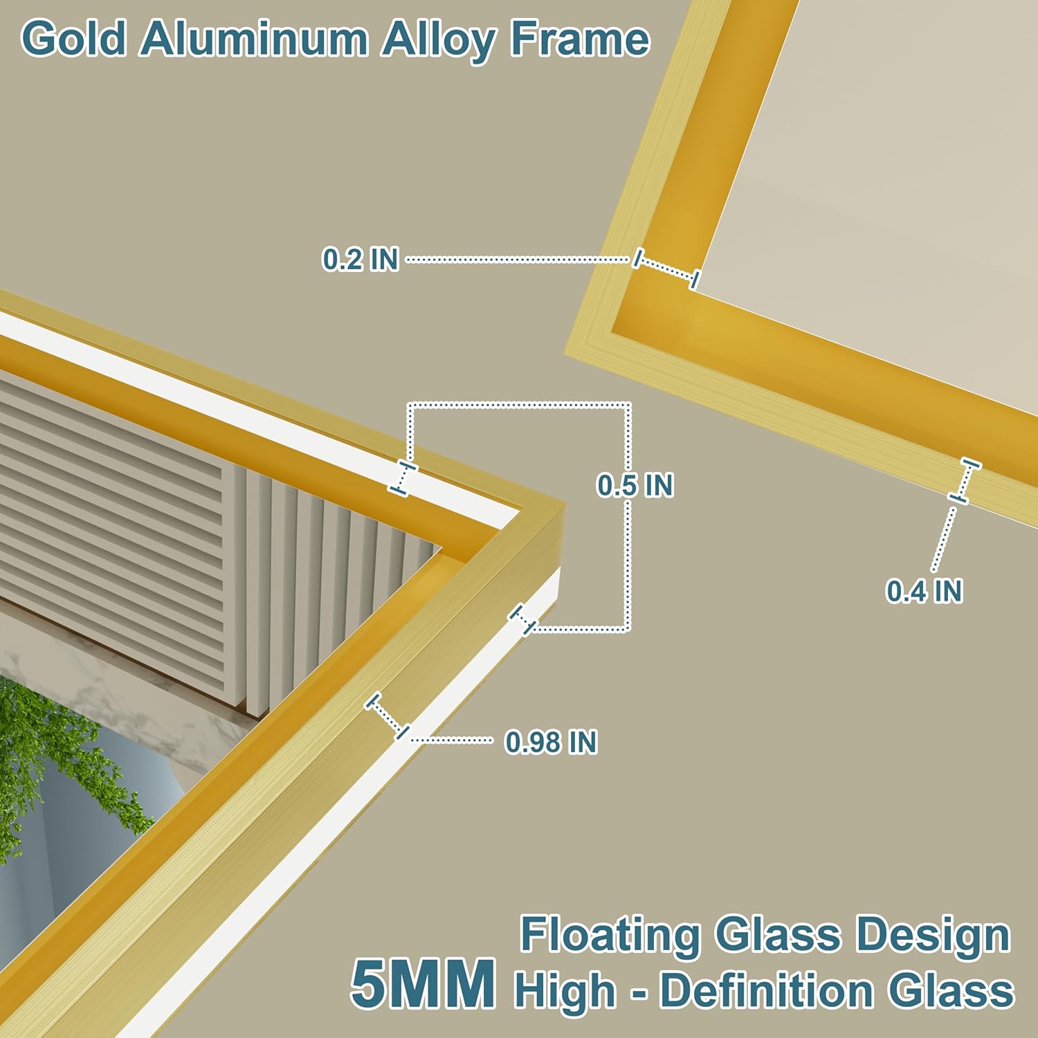 20x28 Inch Gold LED Mirror for Bathroom with Frontlit and Backlit, Adjustable 3000K/4500K/6000K, Wall Mounted Lighted Bathroom Vanity Mirror, Stepless Dimmable, Anti-Fog, Memory Function