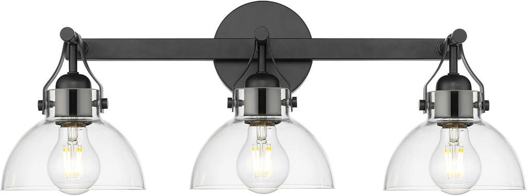 ML Lighting | 24103-MB | Indoor 3 Light Vanity in Matte Black with Clear Glass Shade | Elegant and Versatile Design for Any Bathroom