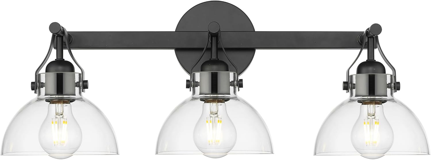 ML Lighting | 24103-MB | Indoor 3 Light Vanity in Matte Black with Clear Glass Shade | Elegant and Versatile Design for Any Bathroom
