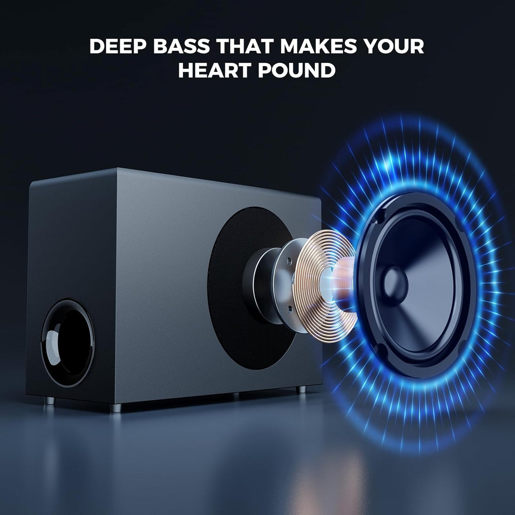 MZEIBO Sound Bar with Subwoofer, 120W Soundbar for Smart TV Bluetooth 5.0 Home Theater, Deep Bass Audio System with BT/ARC/Optical/AUX Connection for TV PC (31 Inch)