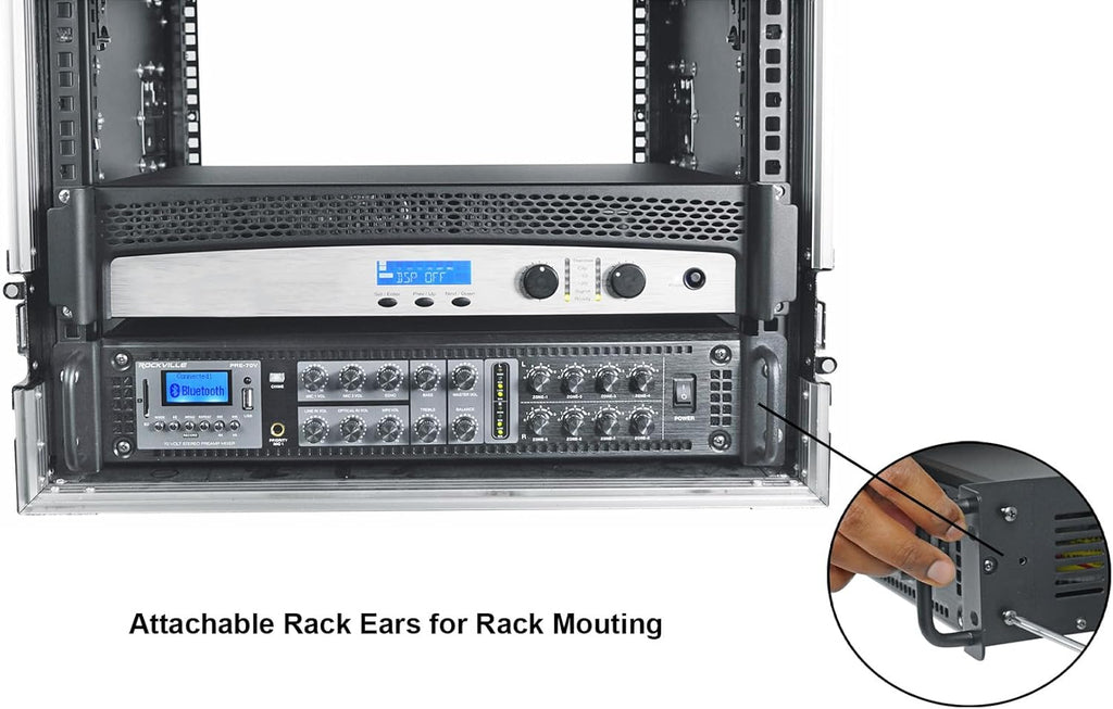 Rockville PRE-70V 8-Zone Stereo Preamp Mixer with Bluetooth, USB/SD/FM, Mic Inputs, Chime, Bass/Treble Control, for 70V Audio Systems