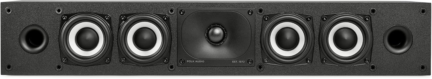 Polk Monitor XT35 Slim Center Channel Speaker - Hi-Res Audio Certified, Dolby Atmos & DTS:X Compatible, 1" Terylene Tweeter & Four 3" Dynamically Balanced Woofers, Wall-Mountable, Midnight Black
