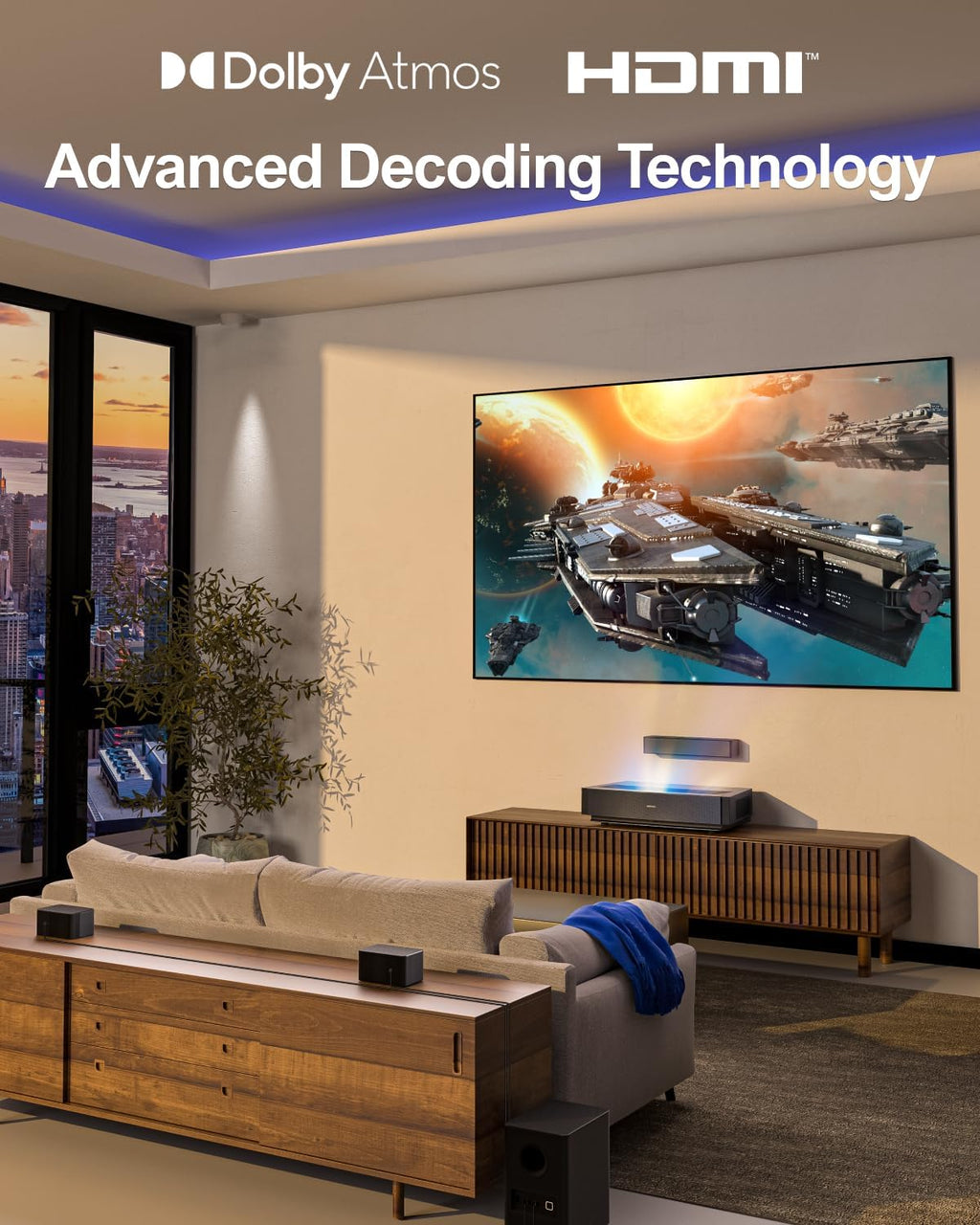 ULTIMEA 5.1 Sound Bar, 410W Dolby Atmos Surround Sound System for TV, 3D Sound Bars for Smart TV w/Subwoofer, Adjustable Surround & Bass, Home Audio w/APP Control, Poseidon D60(New 2025 Version)