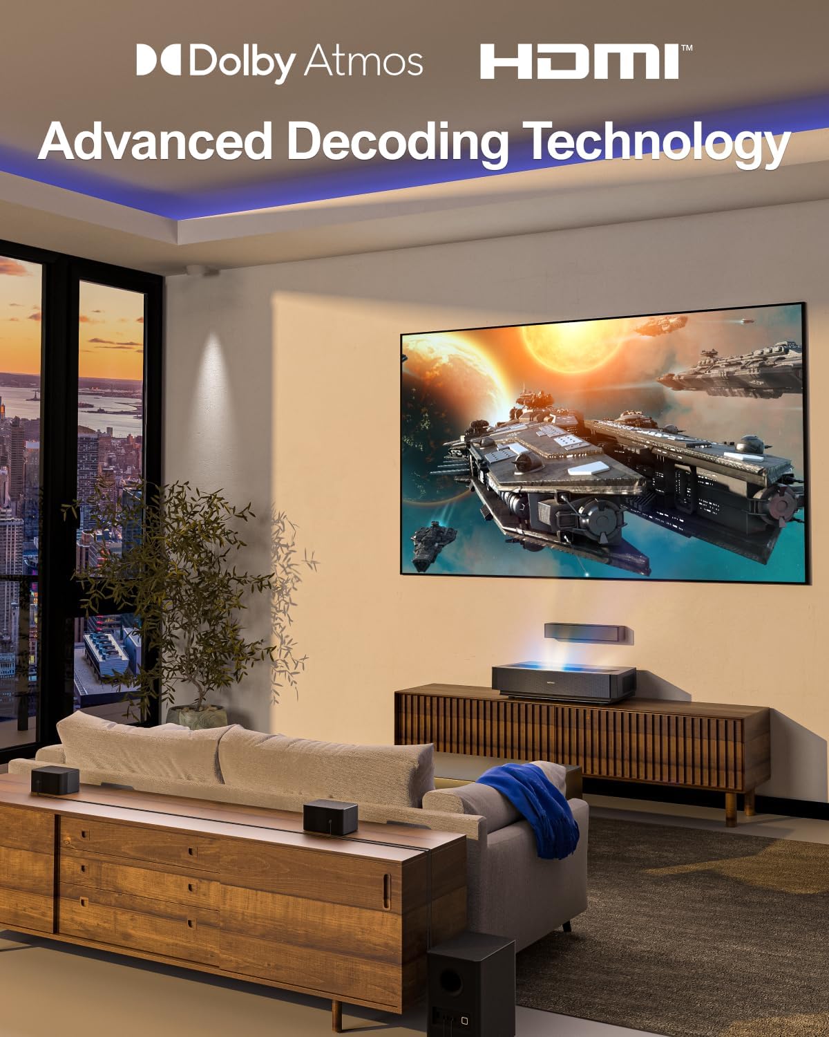 ULTIMEA 5.1 Sound Bar, 410W Dolby Atmos Surround Sound System for TV, 3D Sound Bars for Smart TV w/Subwoofer, Adjustable Surround & Bass, Home Audio w/APP Control, Poseidon D60(New 2025 Version)
