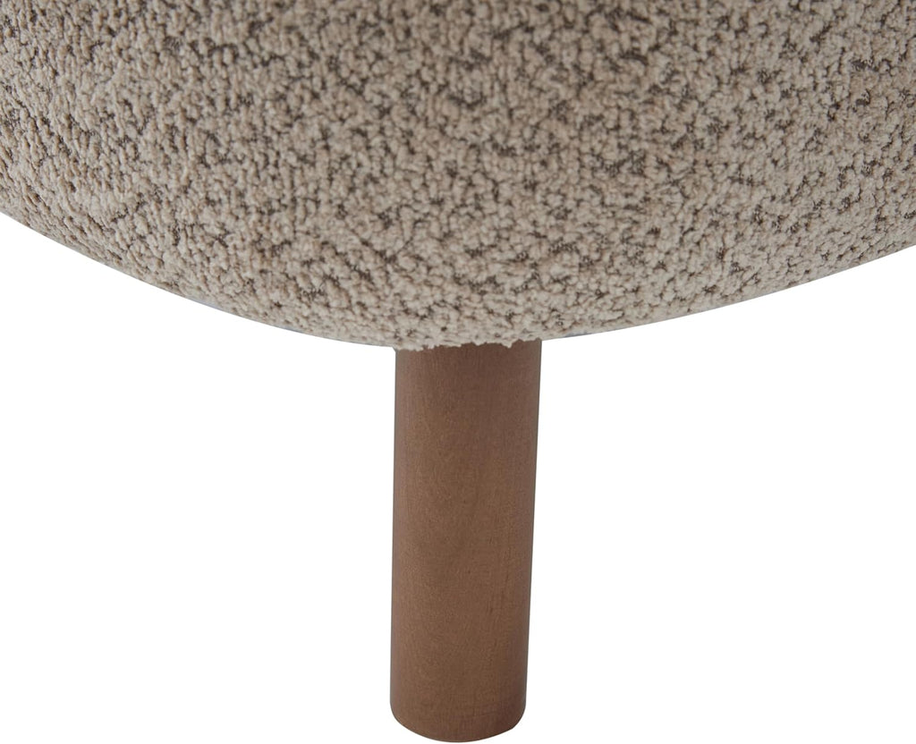 Christopher Knight Home Aurora Boucle Upholstered Wingback Accent Chair, Solid Wood Living Room Slipper Chair, Bedroom Comfy Reading Chair, Brown