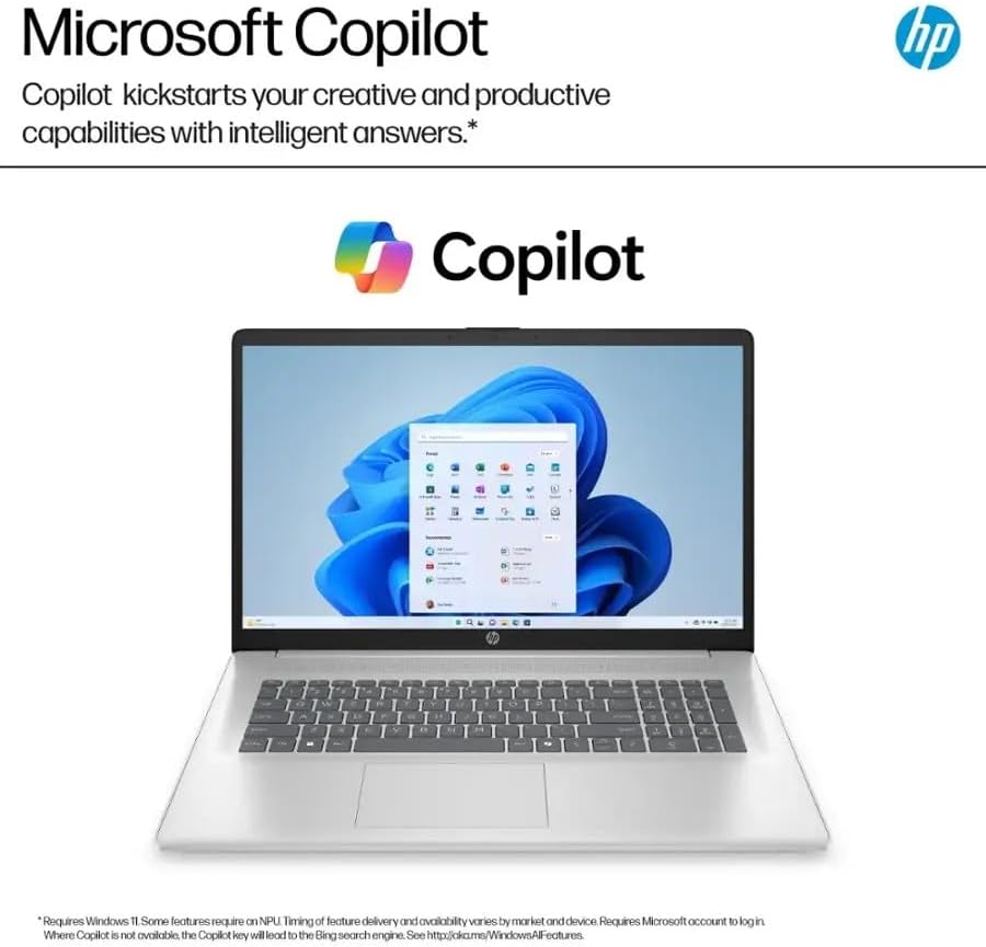 HP 17.3" FHD IPS Laptop, Quad Core AMD Ryzen 5 7520U (Beat i7-1255U) 8GB DDR5 RAM 512GB SSD, Business-Student Laptop with Copilot AI Fast Charge Private Webcam Wifi6 Win11, w/GM Accessory