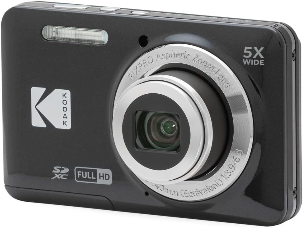 Kodak FZ55BK PIXPRO FZ55 Digital Camera Black Bundle with Lexar 64GB High-Performance 800x UHS-I SDHC Memory Card Blue Series