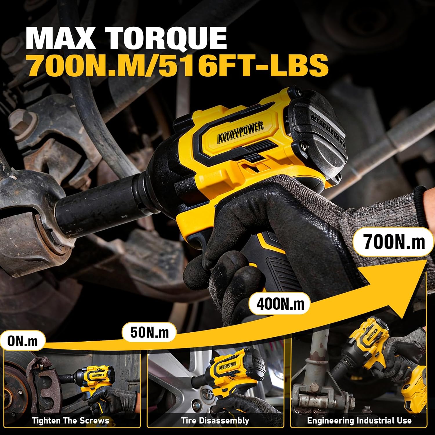 1/2'' Brushless Impact Wrench 516 ft-lbs(700 Nm) and 3/8'' Cordless Ratchet Wrench 44 ft-lbs (60 Nm),20V Wrench Combo Set, with Variable Speed, LED Light, 4.0Ah &2.0Ah Battery, Charger