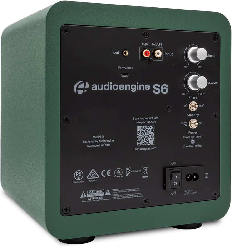 Audioengine S6 Powered Subwoofer - Mini 6 Inch 210 Watt Front-Firing TV Speaker for Music and Movie Lovers