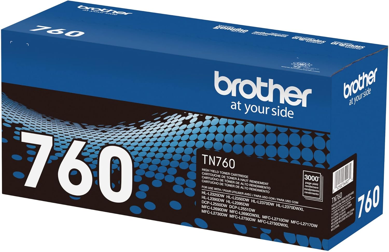Brother Genuine TN760 High Yield Black Toner Cartridge, (for use with MFC-L2710DW MFC-L2750DW HL-L2350DW HL-L2370DW HL-L2395DW HL-L2390DW DCP-L2550DW Printers) (Pack of 1)