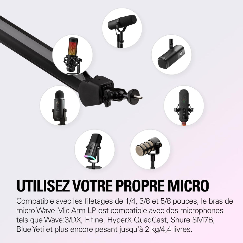 Elgato Wave Mic Arm - Premium Broadcasting Boom Arm with Cable Management Channels, Desk Clamp, 1/4" Thread Adapters, Fully Adjustable, perfect for Podcasts, Streaming, Gaming, Home Office, Recording