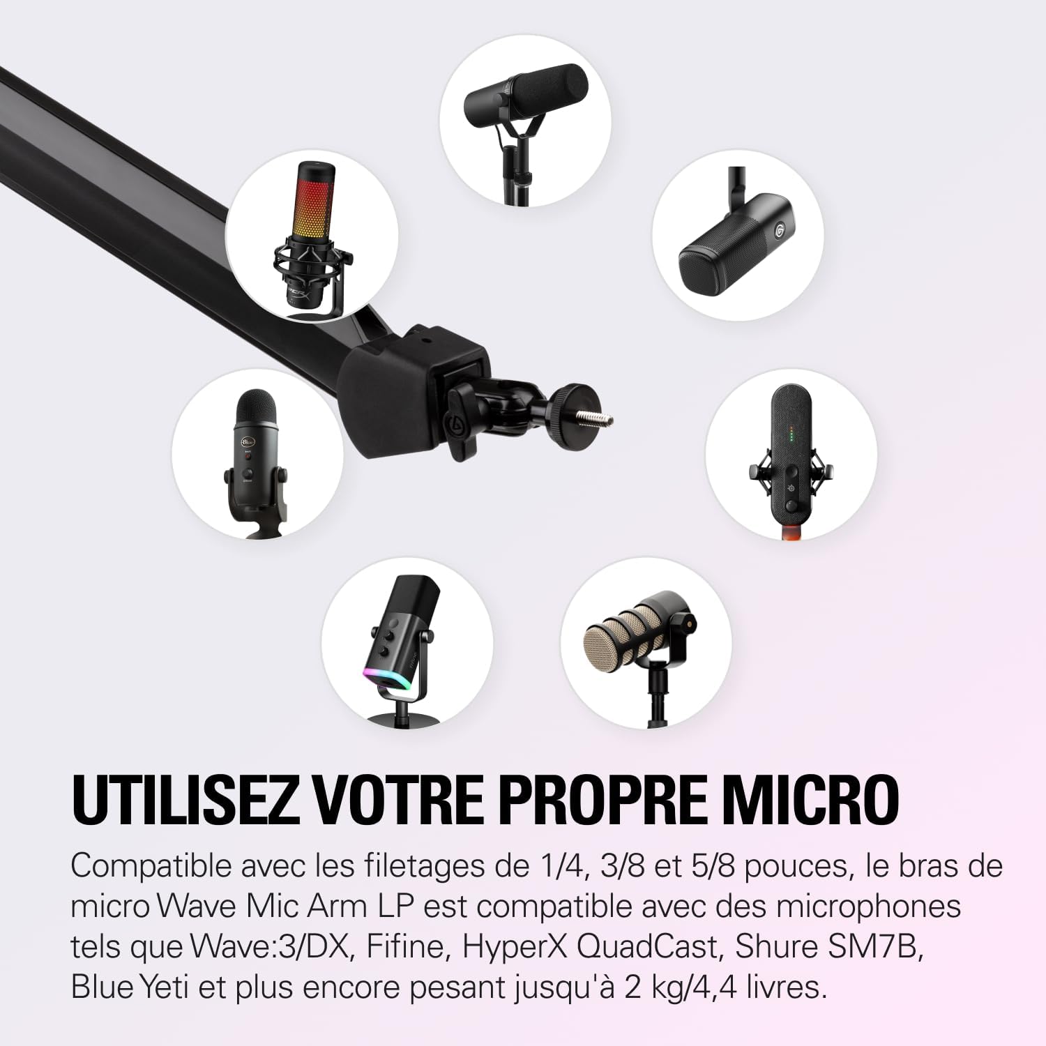 Elgato Wave Mic Arm - Premium Broadcasting Boom Arm with Cable Management Channels, Desk Clamp, 1/4" Thread Adapters, Fully Adjustable, perfect for Podcasts, Streaming, Gaming, Home Office, Recording