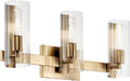 Kichler Jemsa 3-Light Bathroom Vanity Light Fixture with Clear Fluted Glass in Champagne Bronze for Modern Bathroom or Powder Room Wall Lighting (9.75 x 22.75 in), 55168CPZ