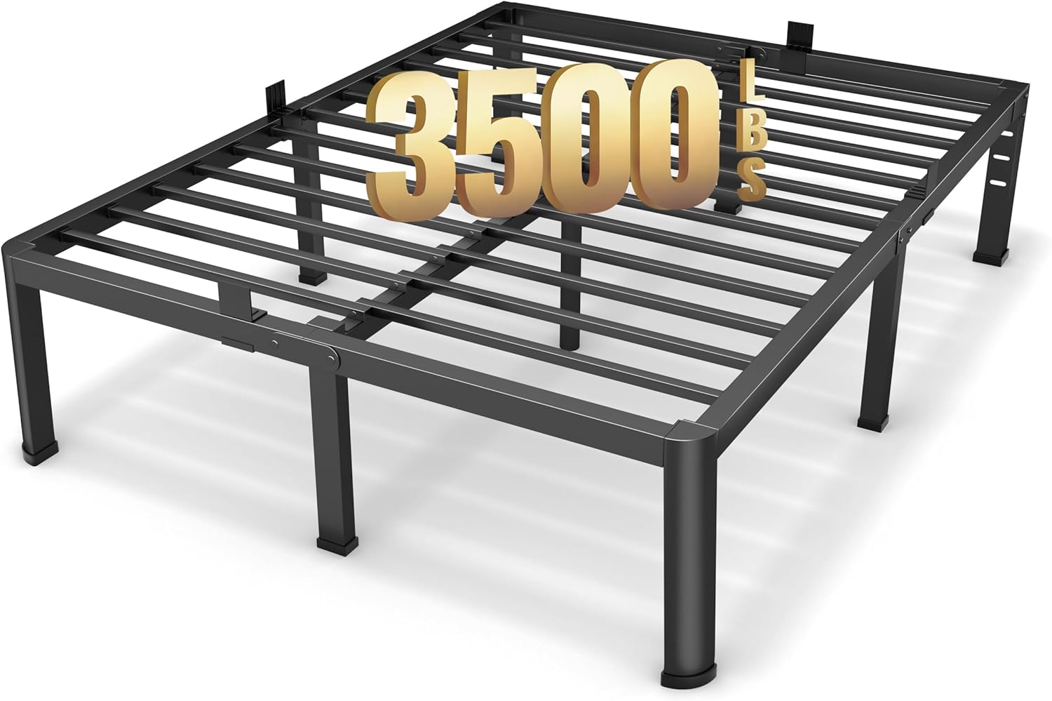Superay 18 Inch King Size Metal Platform Bed Frame with Round Corners, Storage Space Under High Bed Frame-Heavy Duty Steel Slats Support, Noise Free - Easy Assembly - No Box Spring Needed