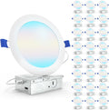Sunco 24 Pack 6 Inch LED Recessed Light, Canless Ceiling Lights Slim with Junction Box, 1200 LM, 14W (100W Equivalent), Selectable CCT 2700K/3000K/4000K/5000K/6000K, Dimmable, Wafer Thin ETL