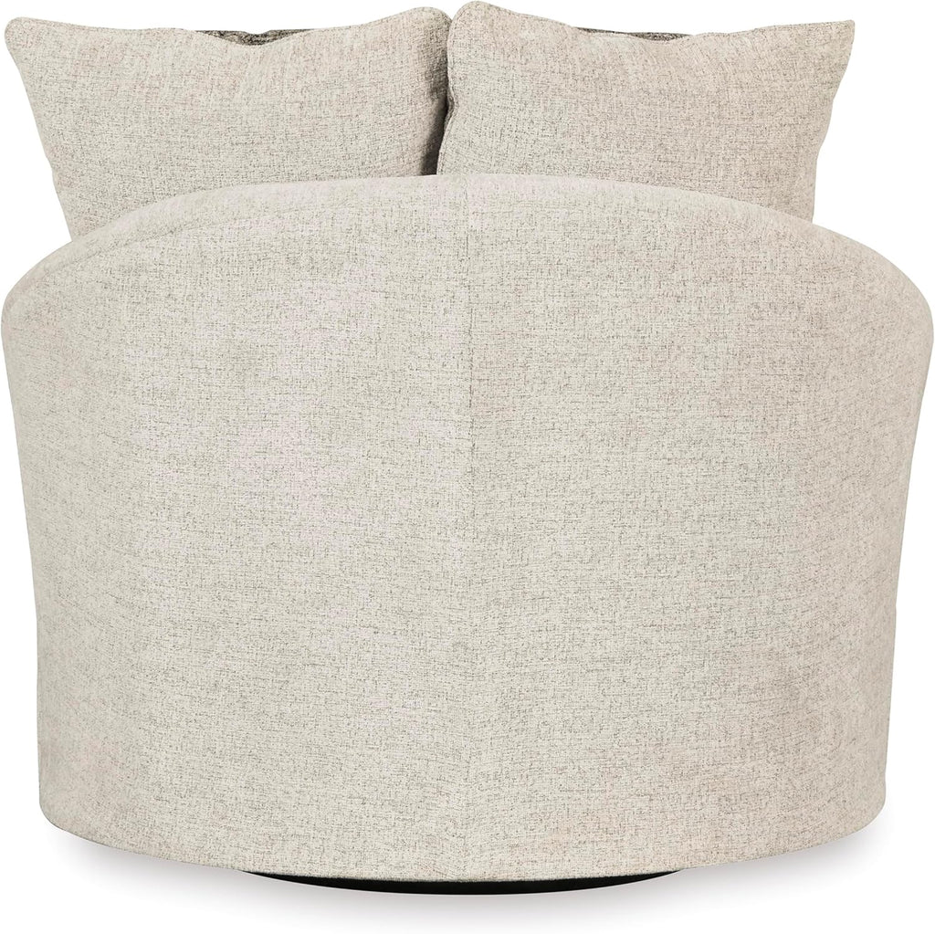Signature Design by Ashley Soletren Contemporary Chenille 360-Degree Swivel Accent Chair, Off-White