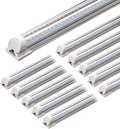 Barrina LED Shop Lights 4FT, 40W 5500LM 5000K Daylight White, T8 LED Garage Lights, V Shape, Clear Cover, High Output Tube, Linkable 4 Foot LED Strip Light for Workshop, Warehouse with Plug, 10 Packs