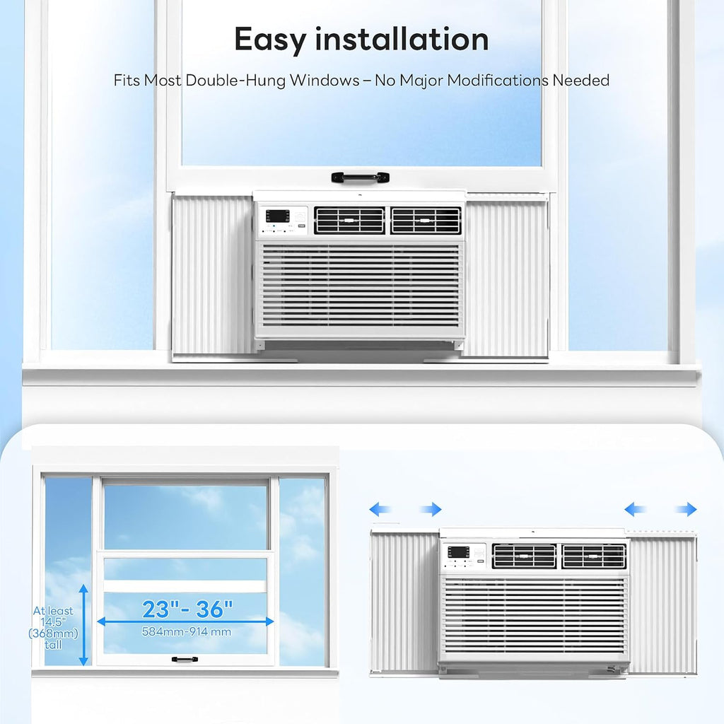 ZAFRO 8,000 BTU Window Air Conditioner Cools Up to 350 Sq.Ft.,Window AC Units with 7 Modes&4 Speeds,Quiet Operation,Energy Saving with Remote,Easy Installation for Bedroom,Small Rooms,White2026New