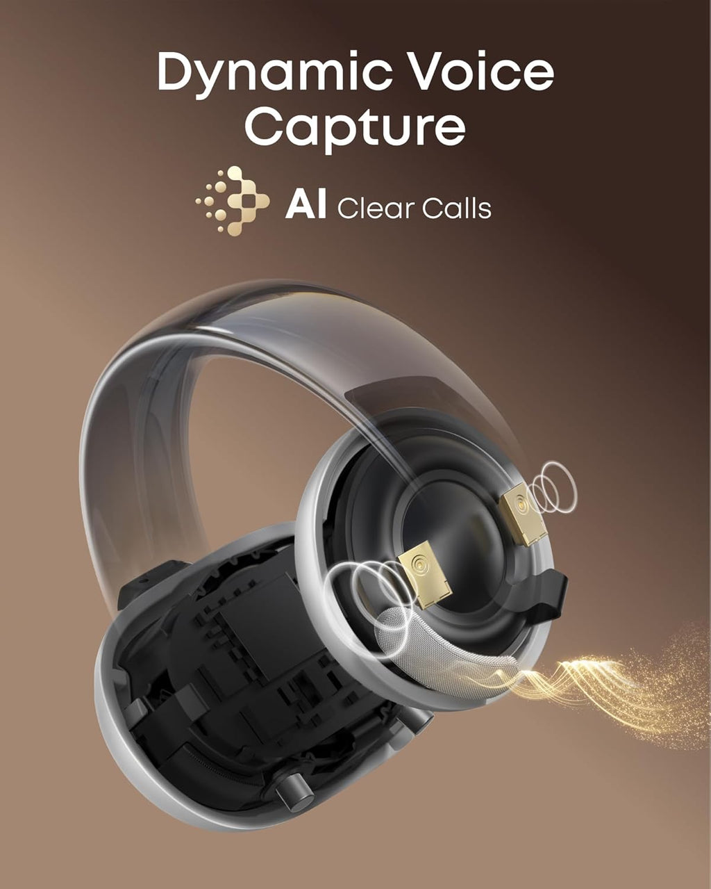 Soundcore AeroClip by Anker, Open-Ear Earbuds, Clip-On Headphones, Adaptive Comfort, Clear Calls with 4 Mics and AI, Stable Fit, 12mm Drivers for Powerful Bass, Hi-Res, Open-Ring Design