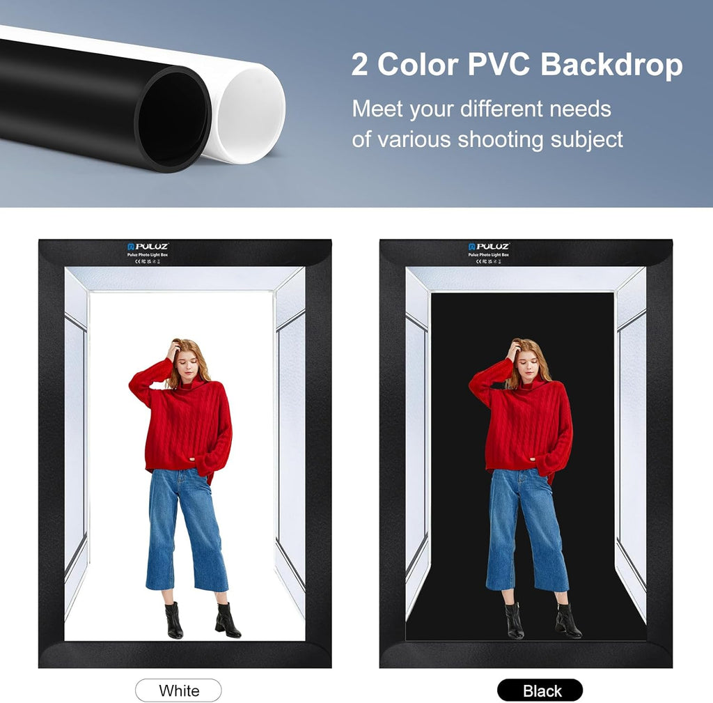 PULUZ Professional Large Photo Light Box Photography Studio, 47x31x78inch Large Lightbox Photo Video Continuous Lighting Softbox Shooting Tent Kit with 2 Colors PVC Backdrops