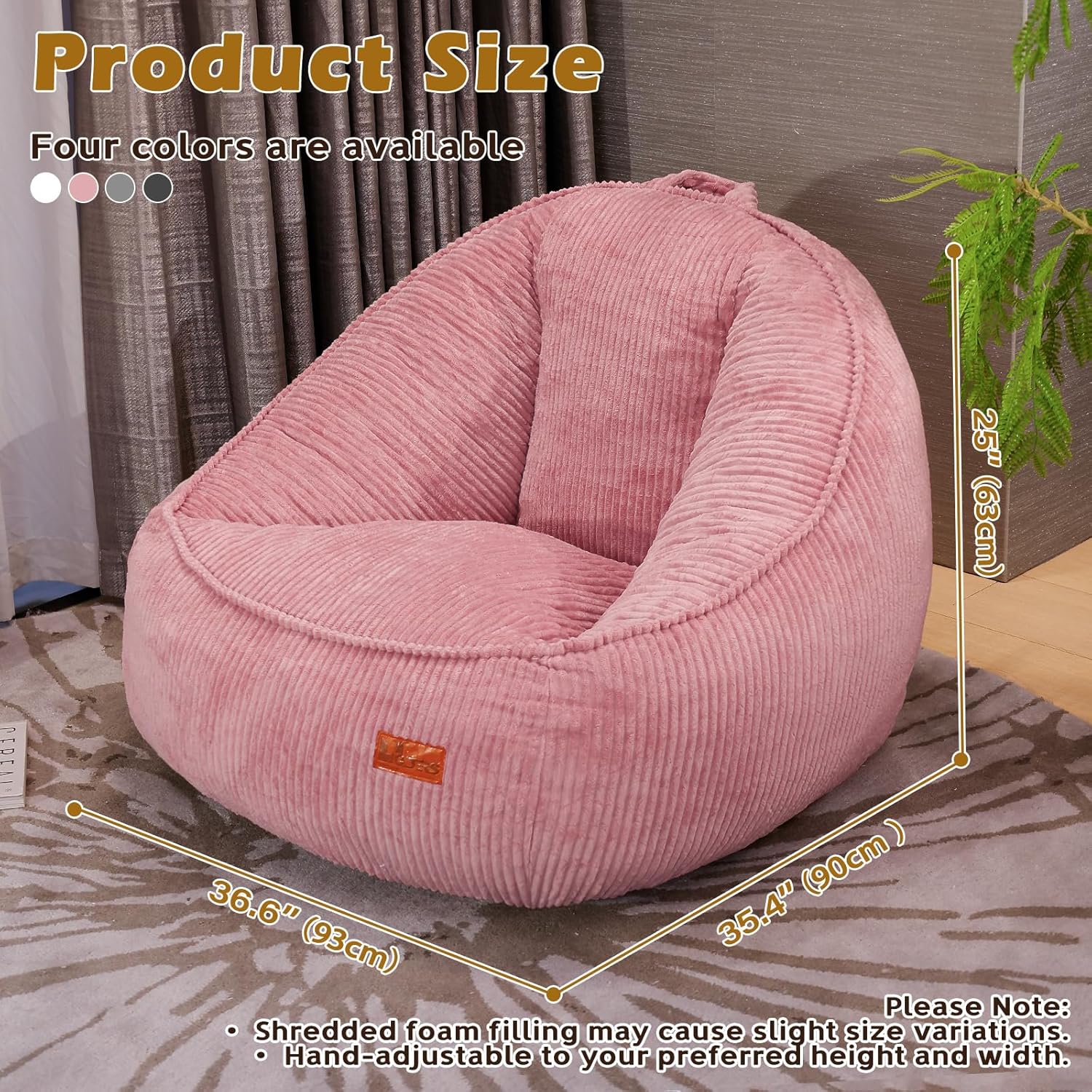 Bean Bag Chair, Cozy Fluffy Beanbag Chairs with Filler for Teens and Kids, Floor Lazy Sofa for Living Room Gaming & Reading (M-Mauve)