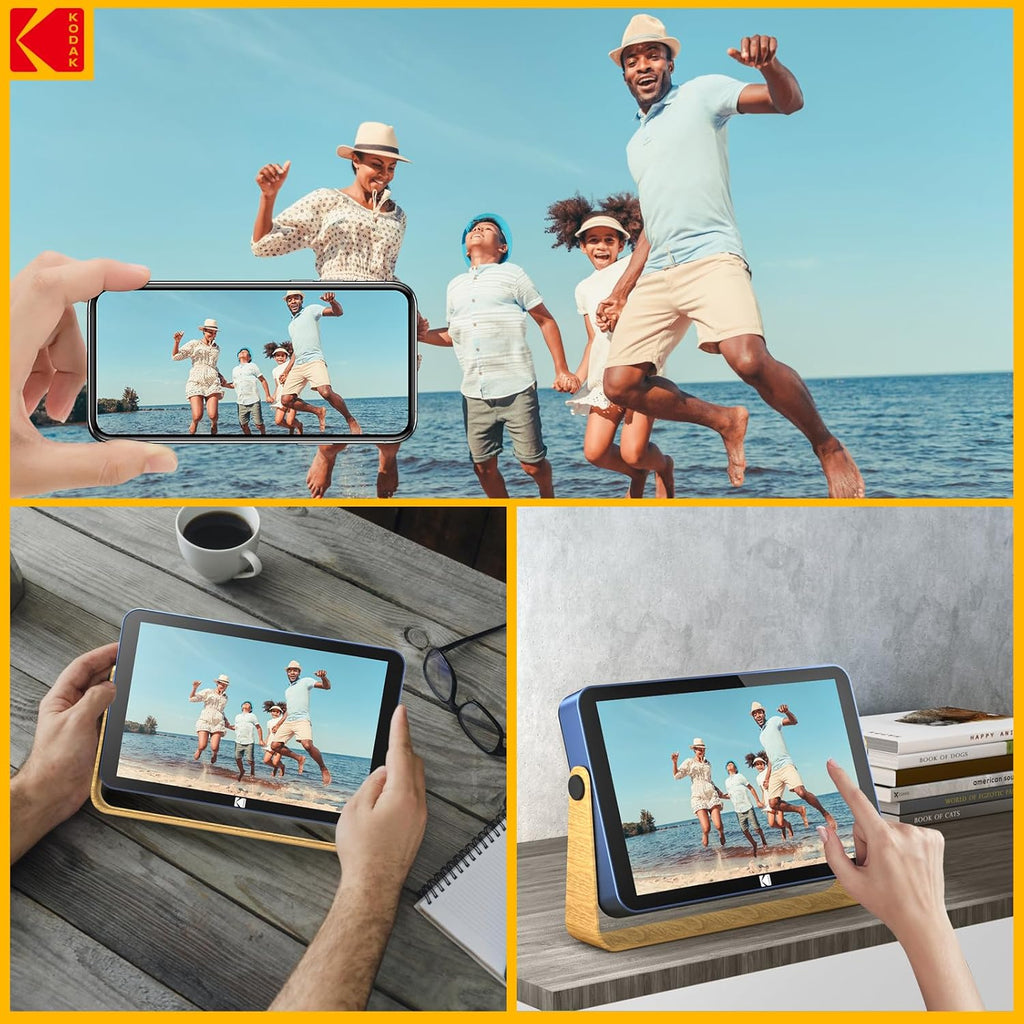 Kodak WiFi Digital Picture Frame 10.1 inch with 16GB Built-in Memory,4000mAh Battery,1280 * 800 Touch Screen Cloud 2.4GHz WiFi, Auto-Rotate, Kodak APP, Gift for Friends Family(Blue, 10 inch)