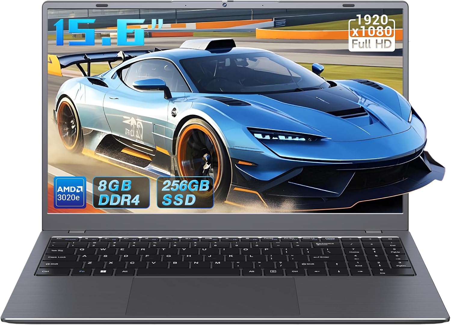 15.6 Inch Laptop Computer, AMD 3020e Processor (Up to 2.6GHz), 8GB RAM 256GB SSD, 1080P IPS FHD Display, USB3.2, Type-C, HDMI, WiFi 5, Win11 Laptop, Notebook Laptops for Business and Students