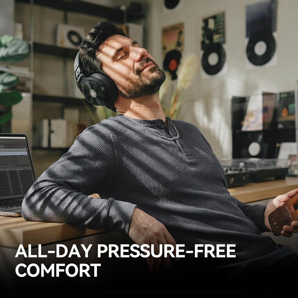 OneOdio Studio Max 2 Wireless DJ Headphones, 9ms Low Latency Hi-Res Audio Over Ear Studio Headphones with LDAC, 120H Playtime, Bluetooth Headphones Support 3.5MM 6.35MM for Guitar Keyboard