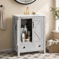 GarveeHome 30 inch Vanity with Ceramic Sink, Modern Bathroom Vanity with 2 Doors and 1 Storage Drawer, Freestanding Bathroom Cabinet with Contemporary Design for Your Bathrooms, Grey