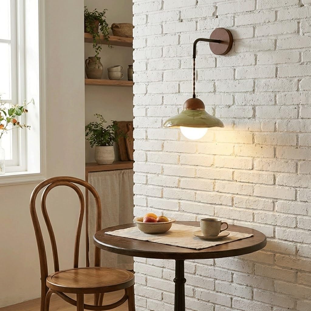 Mid-Century Artisan Iron Sconce, Handcrafted Industrial Wall Hanging Lamp with Rich Walnut Texture Finish; Elegant Decorative Lighting Fixture for Sophisticated Bedroom, Corridor and Studio