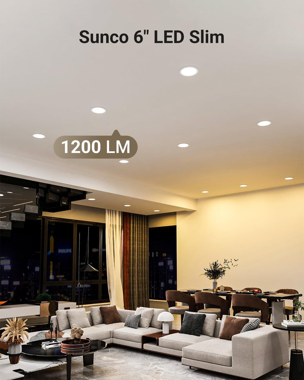 Sunco 24 Pack 6 Inch LED Recessed Light, Canless Ceiling Lights Slim with Junction Box, 1200 LM, 14W (100W Equivalent), Selectable CCT 2700K/3000K/4000K/5000K/6000K, Dimmable, Wafer Thin ETL