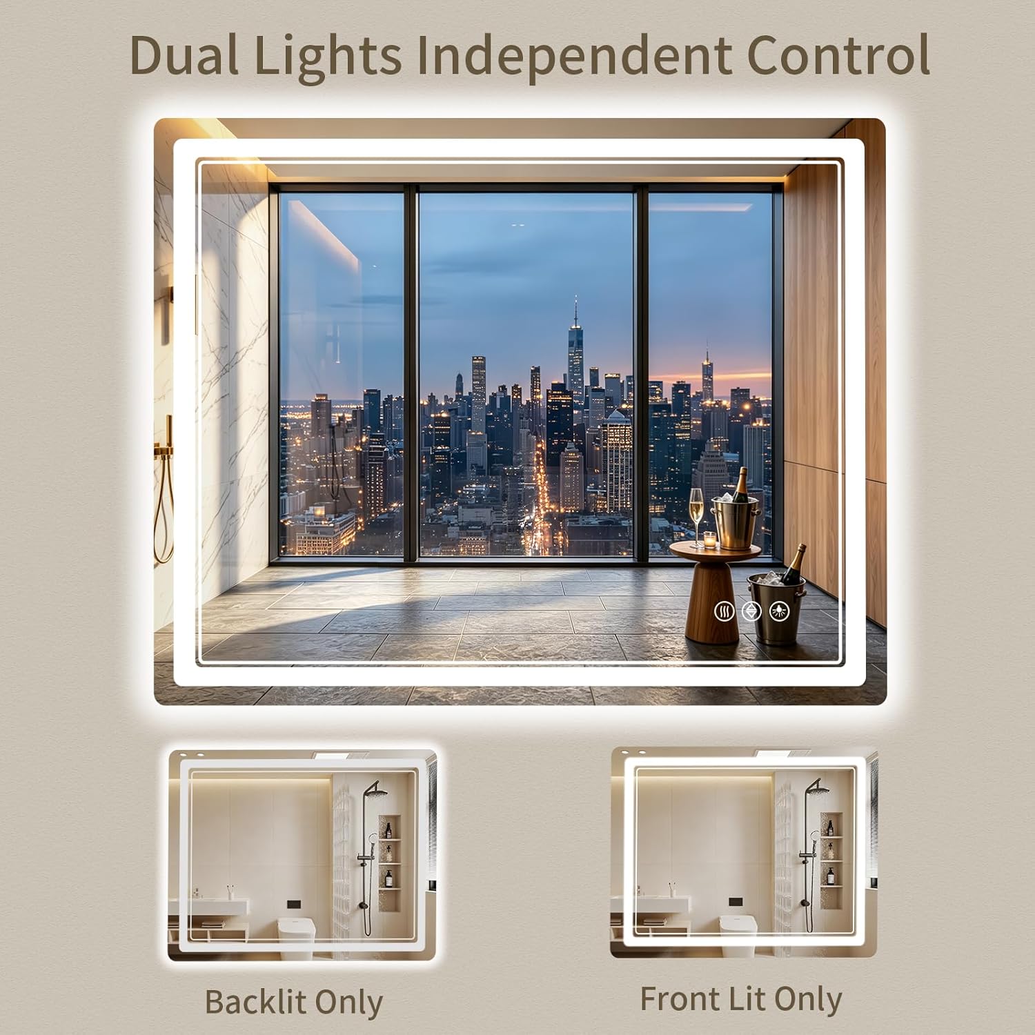 30"x36" LED Bathroom Mirror with Lights, Backlit + Front Lit, Anti-Fog, Lighted Bathroom Mirror for Wall, HD Shatterproof Tempered Glass, Dimmable, Memory Function (Horizontal/Vertical)