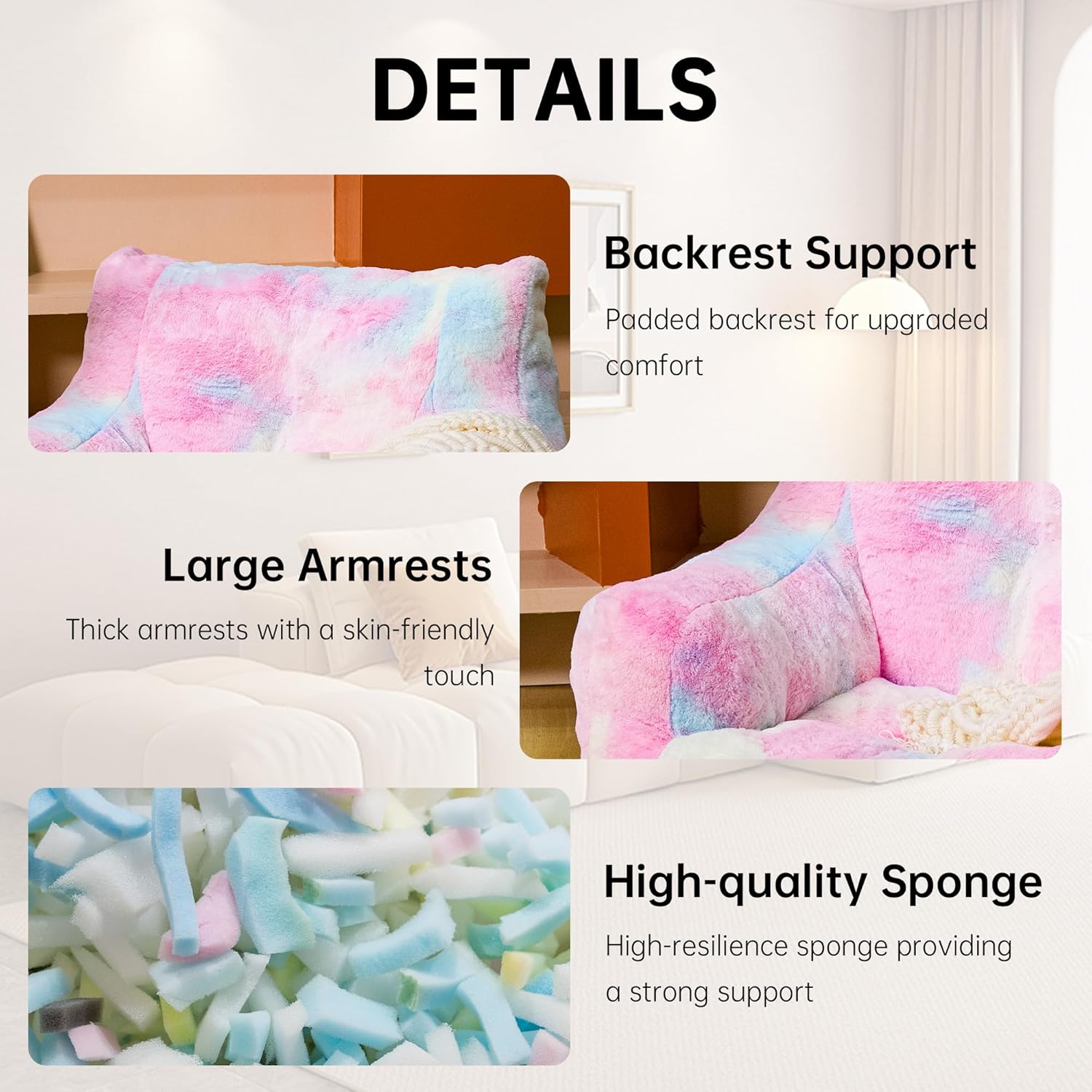 Recaceik Bean Bag Chairs, Giant Bean Bag Chair for Bedroom, Living Room (Rainbow)