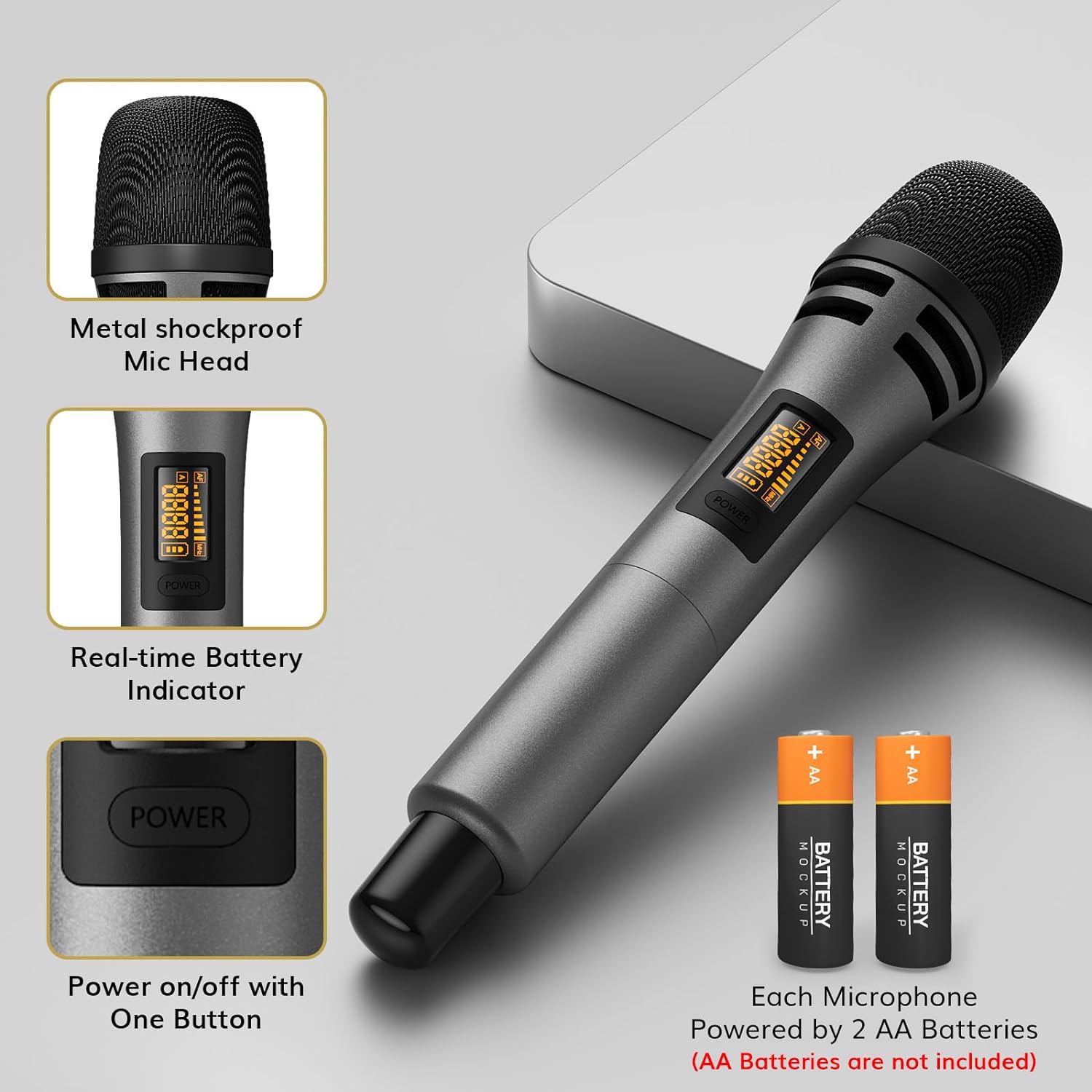 TONOR Wireless Microphones System with 4x10 Channels Cordless Handheld Microfono Inalambrico, 60 m/200FT UHF Range, Mics with Stable Signal Transmission for Karaoke Singing Party Church Wedding