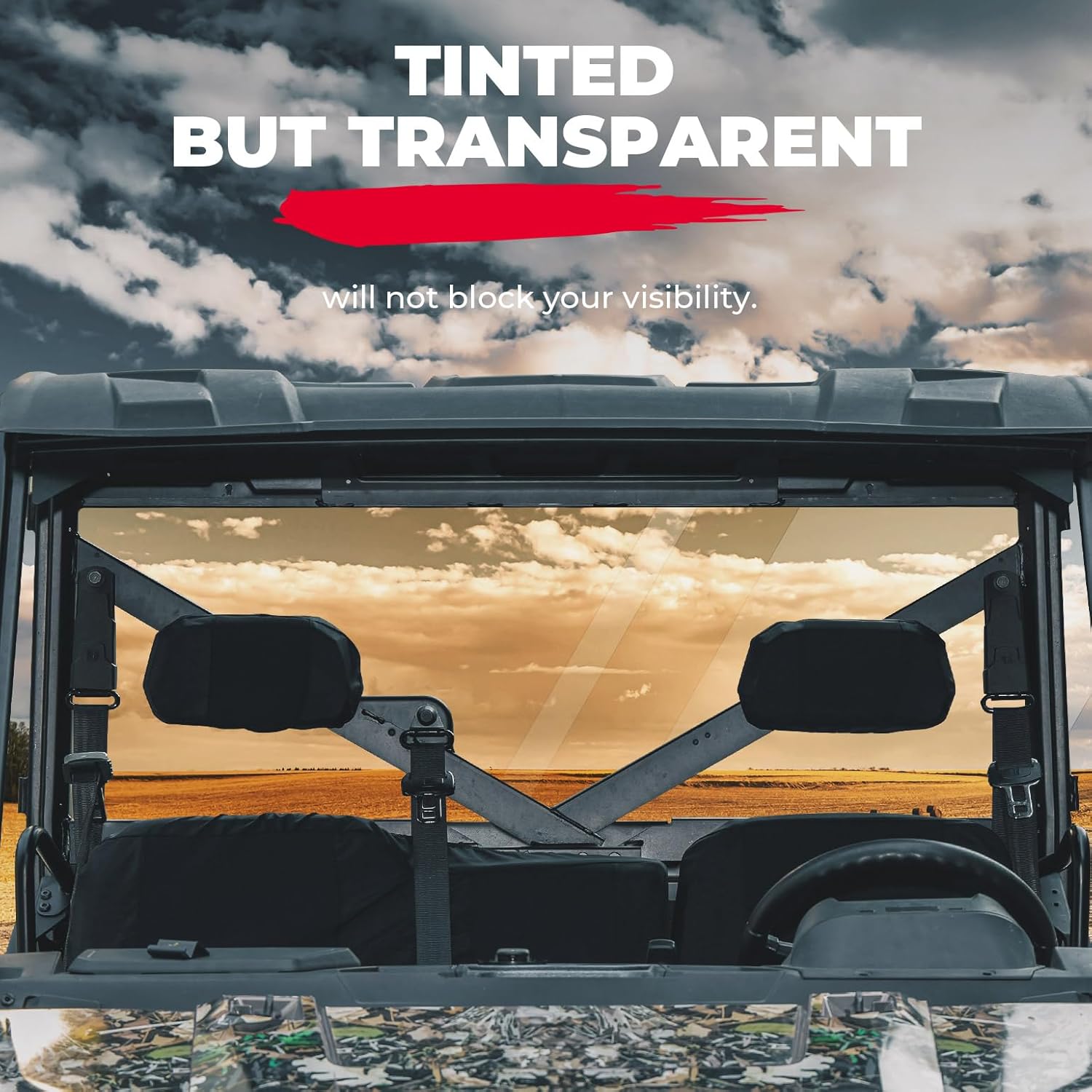 KEMIMOTO Hard Coated Tinted Rear Window, Pre-installed Back Windshield Compatible with Polaris Ranger XP 1000/Crew 2017-2026, Polaris Ranger 1000/Crew 2020-2026, Ranger XP 900/Crew 2013-2019