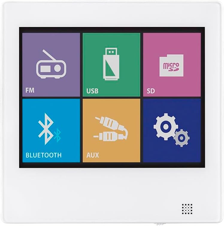 Monoprice Wall Mount Music Amplifier - 40 Watts, with Touch Screen Bluetooth 4.1, Line Level Aux, FM Radio, and Wireless IR Remote - Commercial Audio