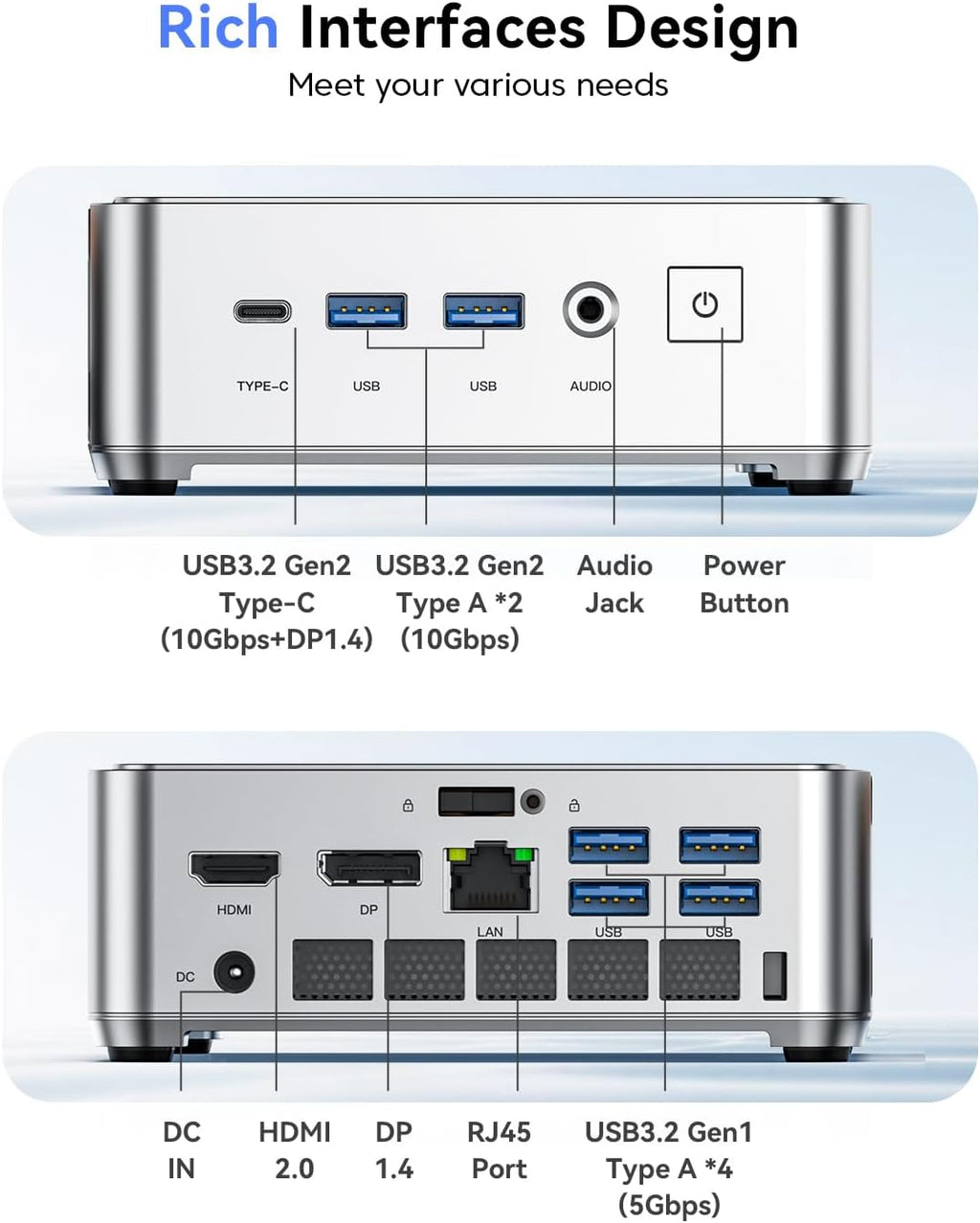 KAMRUI Pinova P2 Mini PC 16GB RAM 512GB SSD, AMD Ryzen 4300U(Beats 10110U/3500U/N95,Up to 3.7GHz,4C/8T)Mini Computers,Triple 4K Display/HDMI+DP+Type-C/WiFi/BT for Home/Business Mini Desktop Computers