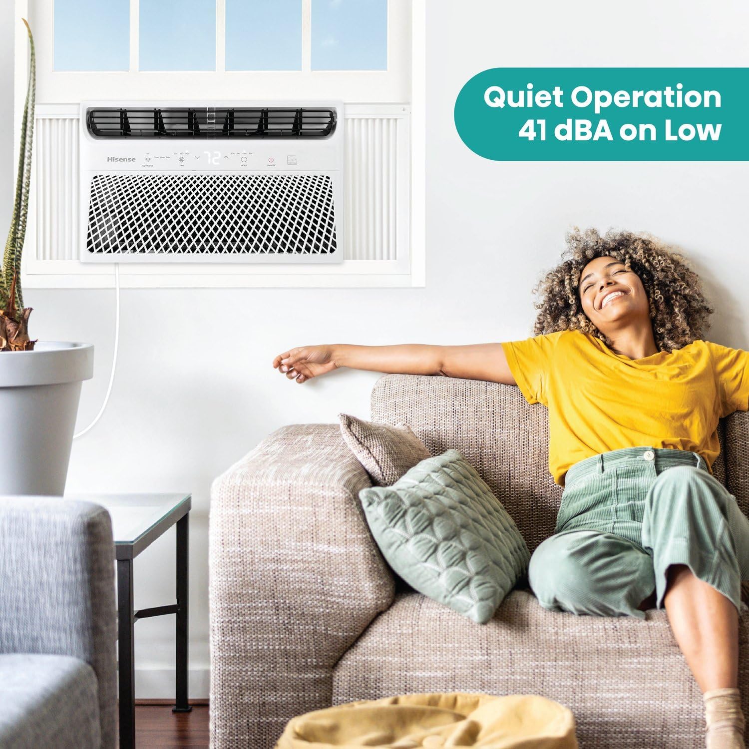 Hisense 8,000 BTU Smart Window Inverter Air Conditioner with Quiet, High Efficiency Operation and Wi-fi Control, 115V, Window AC Unit for Apartment, Bedroom, Medium Rooms up to 350 Sq. Ft. in White
