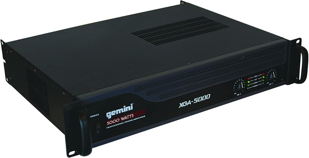 Gemini Professional 1300W 2-Channel Power Amplifier – High-Powered DJ & PA Audio Amp with XLR/RCA Inputs, Bridge Mode, Built-in Protection & Cooling for Live Sound & Installations (XGA-5000)