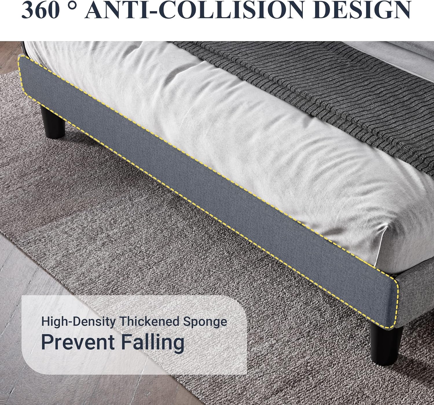 Allewie Queen Size Bed Frame with Button Tufted Wingback Headboard, Modern Upholstered Bed Frame with Solid Wooden Slats Support - No Box Spring Needed, Easy Assembly, Light Grey