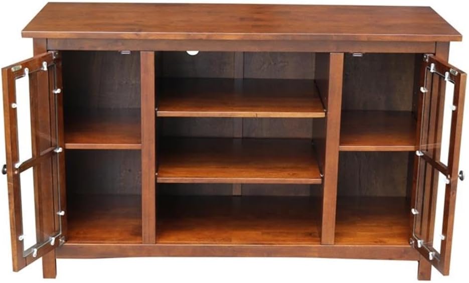 Solid Wood Entertainment / TV Stand with 2 Doors - 48", Espresso